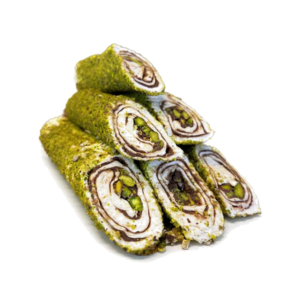 Lokum Sarma z czekoladą i pistacjami — tradycyjne tureckie lokum (rachatłukum) prosto z Turcji, hurtowo z YEMEK
